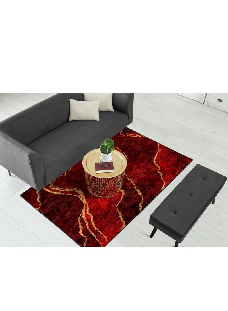 RIZARIES Burgundy Abstract Centerpiece Rug, Fabric, Rectangle - Image 1