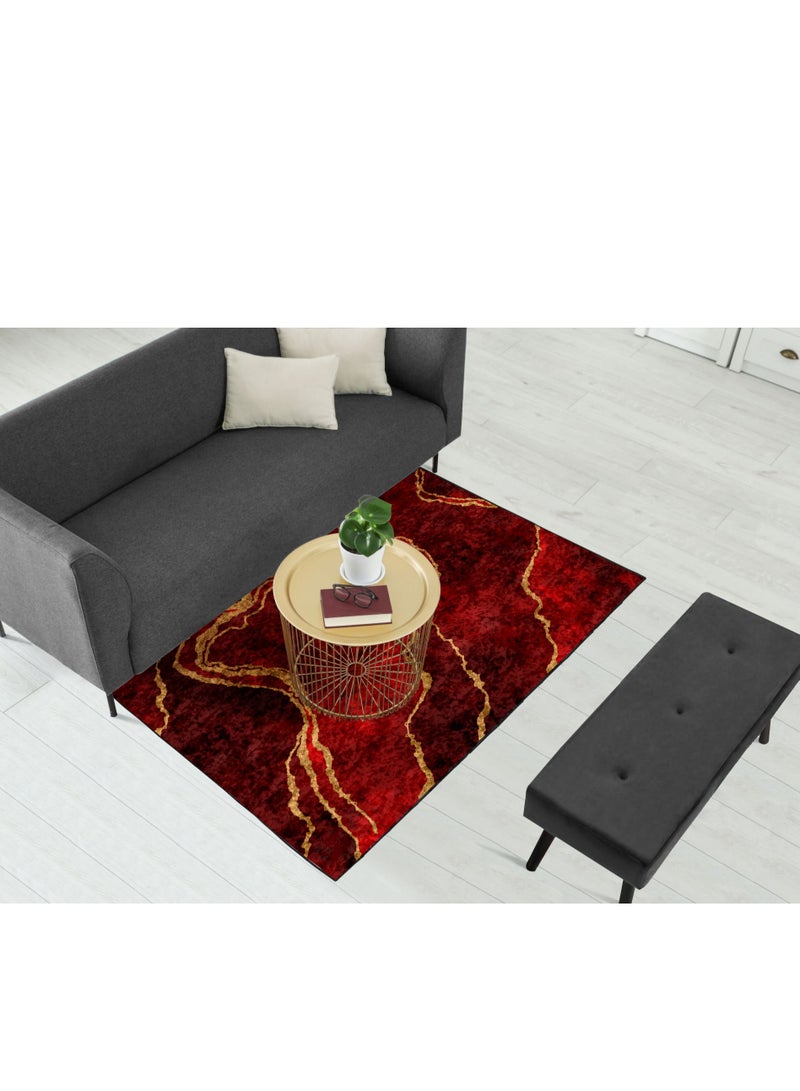 RIZARIES Burgundy Abstract Centerpiece Rug, Fabric, Rectangle - Image 4