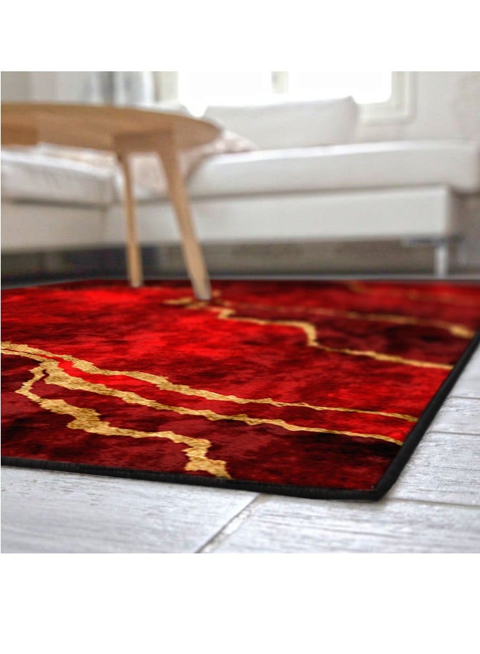 RIZARIES Burgundy Abstract Centerpiece Rug, Fabric, Rectangle - Image 5