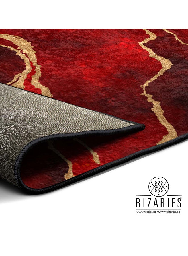 RIZARIES Burgundy Abstract Centerpiece Rug, Fabric, Rectangle - Image 3