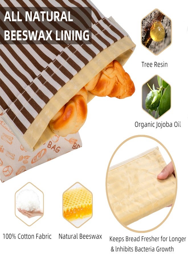 GDDAY Bread Bags for Homemade Bread, 2 Pack Beeswax Bread Bags,Sourdough Bread Bags,Cotton Linen Bread Container, Reusable Food Storage Bag to Keep Fresh - Image 2