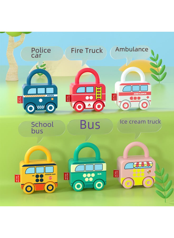 Fun Unlock Toys Mini Matching Lock Head Play Home Equipment Key Unlock Toys Wholesale-Color:Three Color Box Set (school Bus + Bus + Ice Cream Truck)  - Image 4