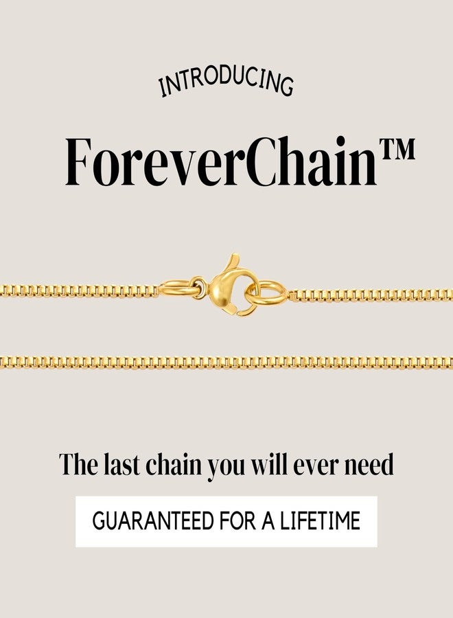 KISPER 24k Gold Over Stainless Steel 1.2mm Thin Box Chain Necklace, 36 inches - Image 2