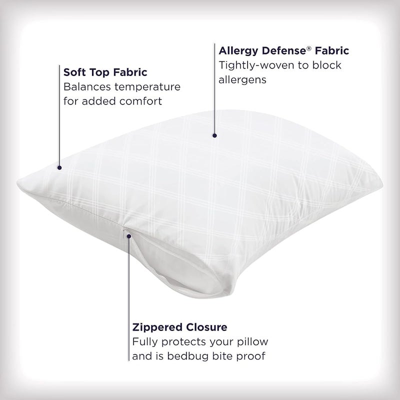 Aller-Ease Ultimate Protection & Comfort Temperature Balancing Pillow Protector – Zippered, Antimicrobial, Allergist Recommended Prevent Collection of Dust Mites and Allergens, King-2 Pack, White - Image 3