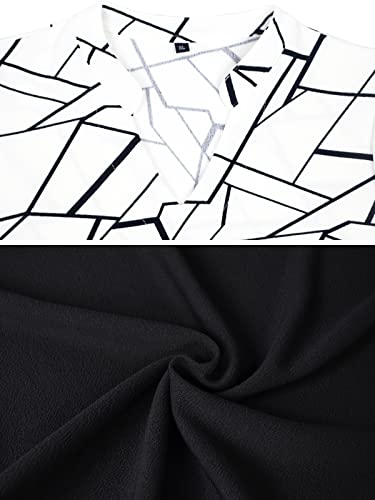 Mokayee Vestidos Elegantes de Mujer para Fiesta Business Casual Dress for Womens Black and White Summer Puff Sleeve Semi-Formal Fit and Flare Wear to Work Office Wedding Guest Dresses with Pockets M - Image 3