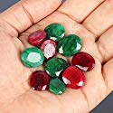 GEMHUB 100 Ct./ 7 PCS Natural Loose Ruby & Emerald Gemstones LOT ~ for Jewelry - Image 3