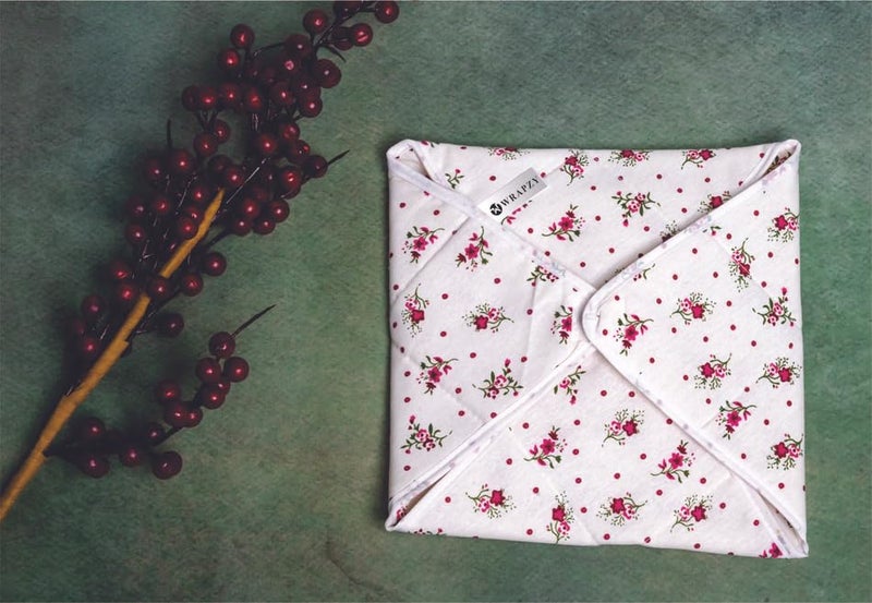 WRAPZY - Floral Print 4 Flap Square Roti Cover - Double Layer Roti Cloth Wrap with Flaps - Roti Rumal - Storage Solution - Pack of 4 - Image 2