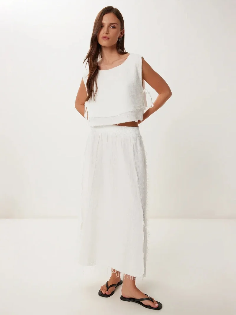 السعادة في إسطنبول ISTANBUL Cotton Sleeveless Blouse and Wide-Leg Skirt Set