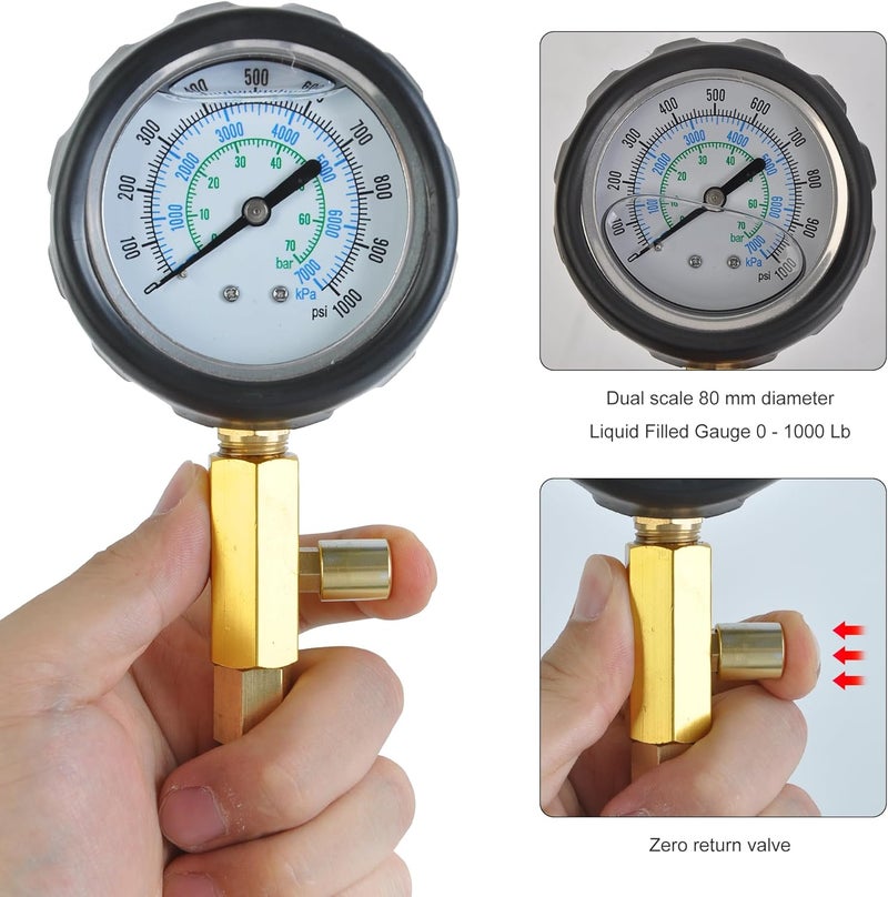 WINTOOLS 1000 Psi Diesel Engine Compression Pressure Tester for Ford, Cummins, Navistar, and Detroit Engines - Image 4