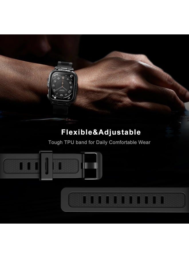 Mosonio Sport Rugged Case with Band for Apple Watch Band 40mm, Waterproof Band with Screen Protector, 360°Protective Cover and Tough Black Bumper for iwatch Series 6 5 4 SE SE2 Men (Black,40mm) - Image 3