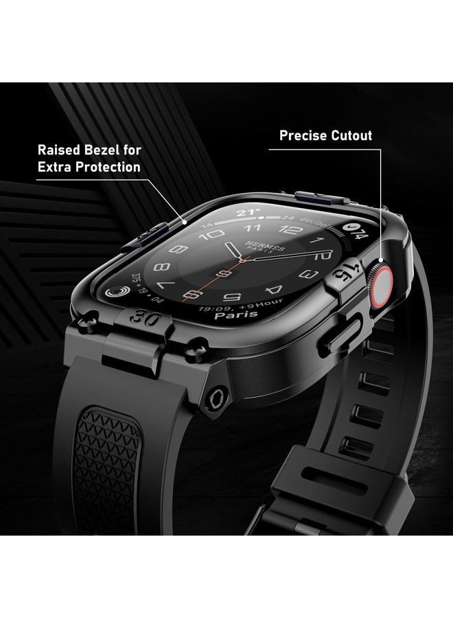 Mosonio Sport Rugged Case with Band for Apple Watch Band 40mm, Waterproof Band with Screen Protector, 360°Protective Cover and Tough Black Bumper for iwatch Series 6 5 4 SE SE2 Men (Black,40mm) - Image 5
