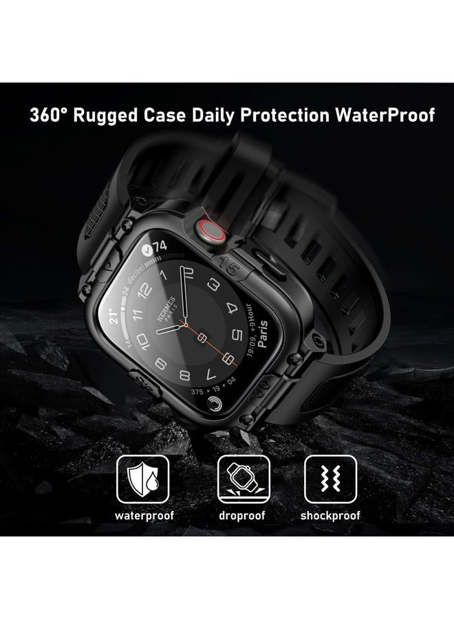 Mosonio Sport Rugged Case with Band for Apple Watch Band 40mm, Waterproof Band with Screen Protector, 360°Protective Cover and Tough Black Bumper for iwatch Series 6 5 4 SE SE2 Men (Black,40mm) - Image 4