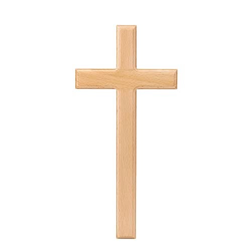 ARCHOBAN Wooden Crosses Wall Decor, 12 Inch Catholic Wall Cross Decorations for Home, Light Brown - Image 1