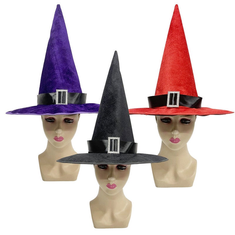 Halloween Witch Right Angle Hat Black Witch Elf Hat Party Hat Christmas Hat Red Wizard Hat - Image 2