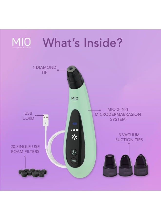 Spa Sciences MIO Diamond Microdermabrasion Blackhead Remover, Pore Suction Tool–Rechargeable-Dermatologist Recommended Skin Resurfacing System for Anti-Aging-Exfoliator for Acne Scars/Wrinkles (Mint) - Image 5