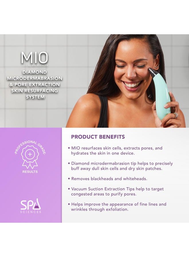 Spa Sciences MIO Diamond Microdermabrasion Blackhead Remover, Pore Suction Tool–Rechargeable-Dermatologist Recommended Skin Resurfacing System for Anti-Aging-Exfoliator for Acne Scars/Wrinkles (Mint) - Image 3