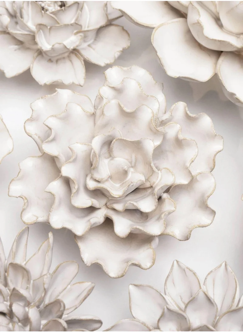 The Saffron Souk Coastal Ceramic Sea Lettuce Flower With Keyhole For Wall Hanging