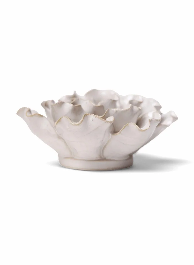 The Saffron Souk Coastal Ceramic Sea Lettuce Flower With Keyhole For Wall Hanging