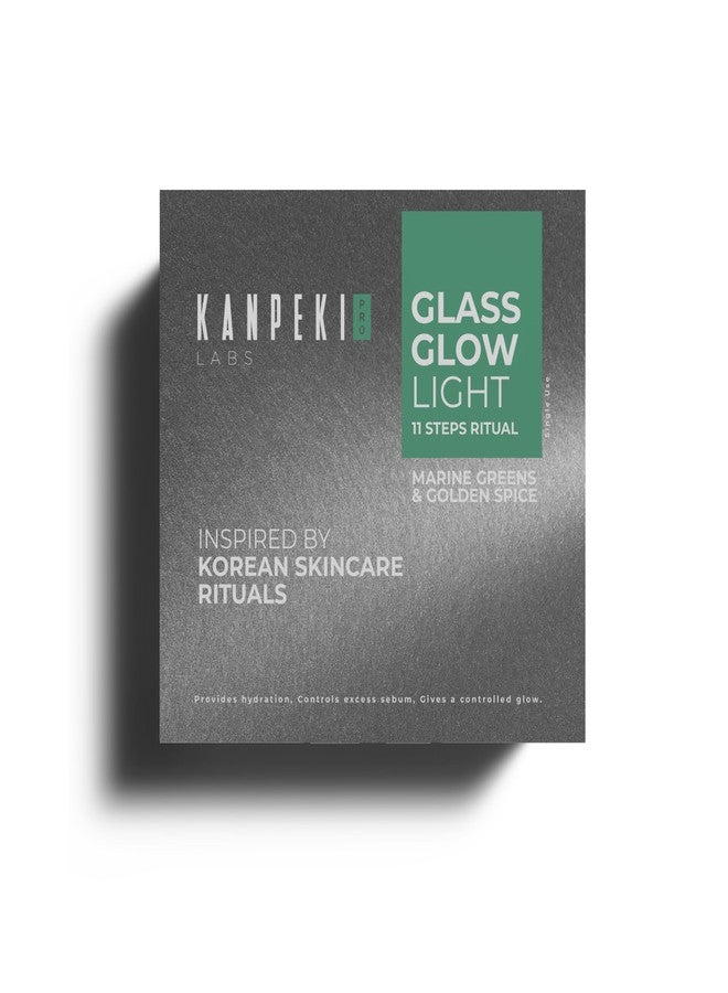 Kanpeki Glass Glow Light Facial Kit - 11 Step Korean Skincare Facial Kit with Marine Greens & Golden Spice Complex | Purifies, Balances & Brightens for Oily & Combination Skin - Image 1