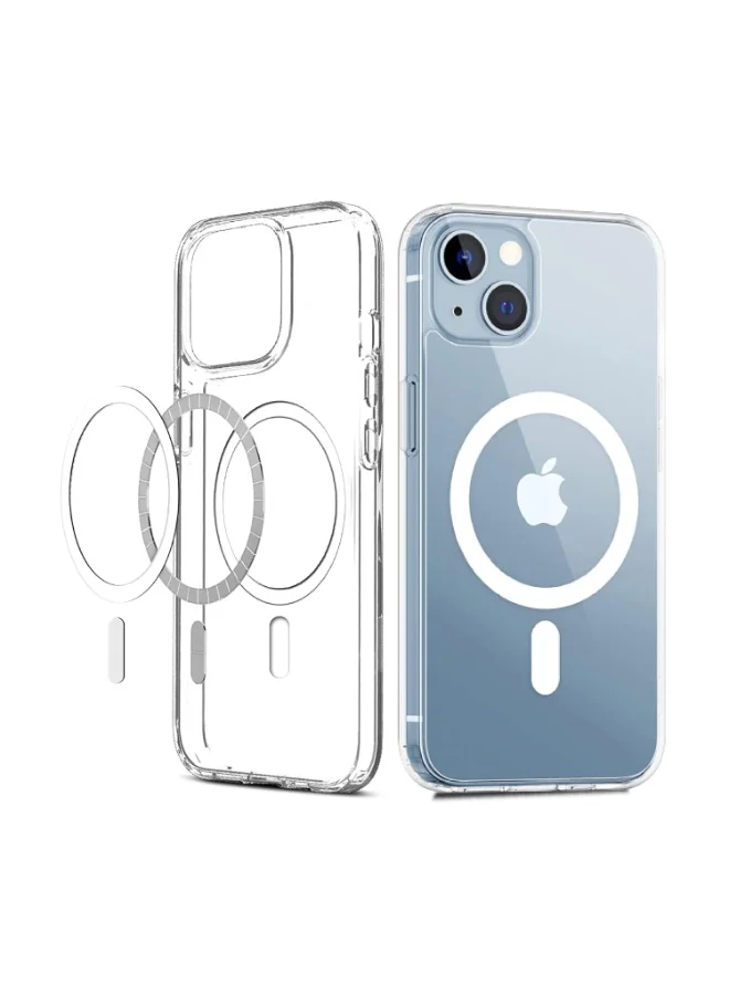 MG Maxguard lear Mag-Saf Case for iPhone 14 | Strong Magnetic Lock, Anti-Yellowing Transparent Back Cover | Military-Grade Drop Protection | Slim Lightweight Cover with Camera Guard - Crystal