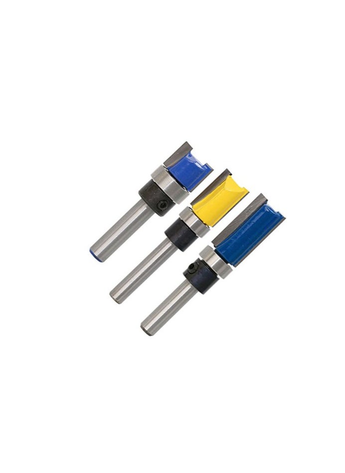 Set of 3 Pieces 1/4 Inch Shank Flush Trim Pattern Template Router Bit Set, Yakumuz Wood Top Bearing Milling Cutter Tool