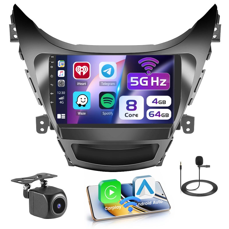 8 Core 4G64G for Hyundai Elantra 20112013 Android Radio with Wireless Carplay Android Auto 9 Inch IPS Touch Screen for Elantra Car Stereo Bluetooth 50 32 EQ GPS WiFi Backup Camera