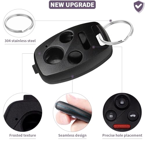 JJCHQ 2 Pack Key Fob Shell Replacement for Honda Accord 2003-2012 / Civic EX 2006-2013 / Pilot 2009-2015 / CR-V 2005-2006 4 Button Car Keyless Entry Remote Control Key Fob Case Cover - NO Cutting Require - Image 4