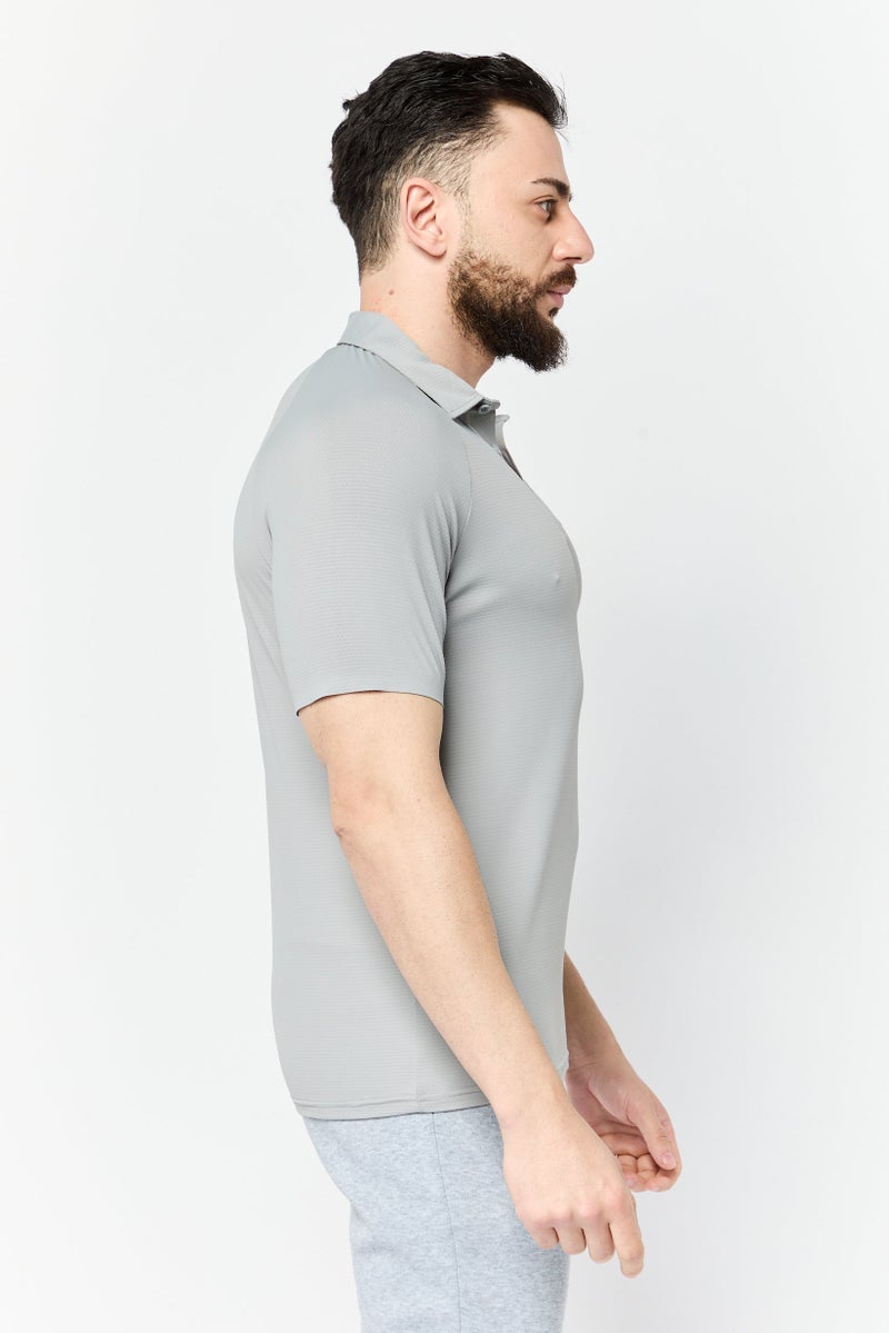 RBX Men Sportswear Fit Short Sleeve Outdoor Polo Shirt, Grey - Image 3