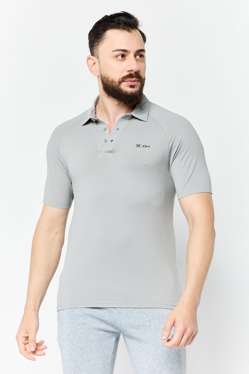 RBX Men Sportswear Fit Short Sleeve Outdoor Polo Shirt, Grey - Image 1