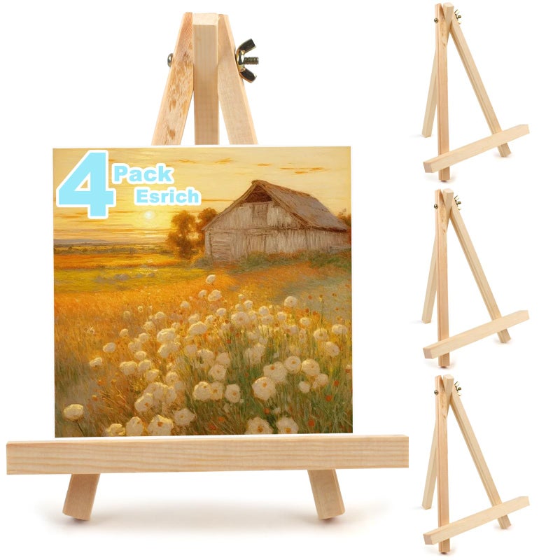 4PCS 9 Inch Wood Easels Tripod Painting Party Easel Kids Student Tabletop Easels for Painting Easel Stand for Painting Canvases Portable Canvas Photo Picture Sign Holder