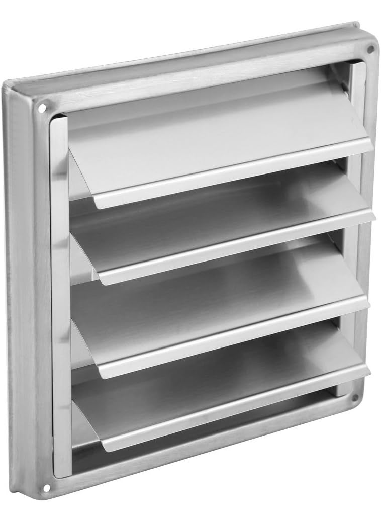 HURRISE Air Vent Louver Grille Cover 4 Upgrade Metal Dryer Vent Cover for House Premium Stainless Steel Dryer Vent Exterior Wall Vent Cover with Louvre for Dryer Vents Range Hood Vent AC Vent House  - Image 1