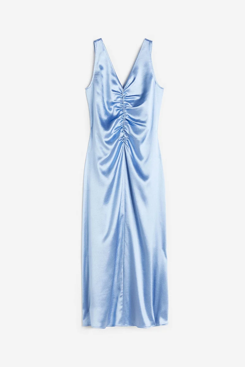 اتش اند ام فستان من الساتان بنمط ثنيات