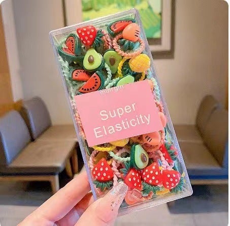 Generic Baby Cartoon Hair Ties Soft Elastic Kids Headwear 10# large strawberry (30 pieces)