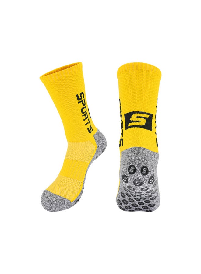 710 Yellow Professional Football Socks Game Training Socks Men's Sweat Absorbent Deodorant Socks Children Towel Bottom Silicone Anti-slip Socks