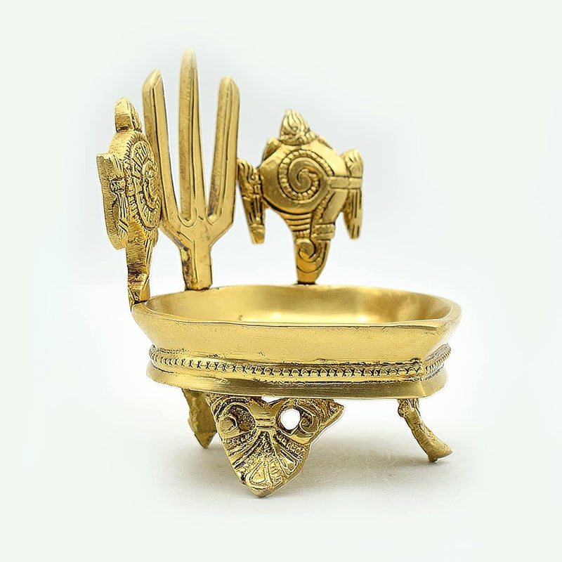Puja N Pujari Puja N Pujari Shankh Chakra Namah Diya Brass Big Size for Pooja Room  - Image 5