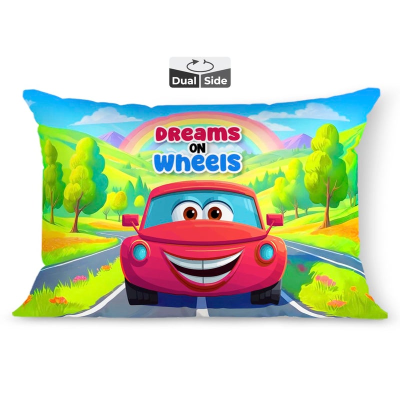 Brizberry Baby Kids Pillow Cushion for 3 Years to 8 Years Super Soft Fabric Car Animal Cartoon Prints 12x18 inches Design 6