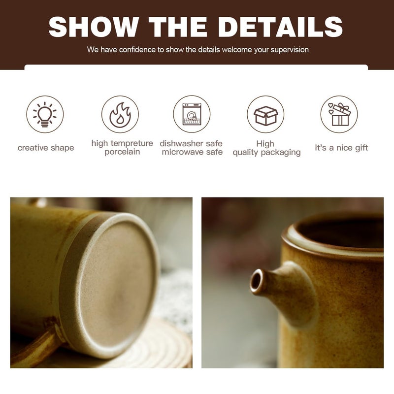 DIF DECO Pour Over Coffee Maker Set Vintage Ceramic Pour Over Coffee Dripper Set with 20 Count Paper Coffee Filters,for Home CafÃ© Restaurant Camping,15.8 Ounces(Yellow) - Image 4