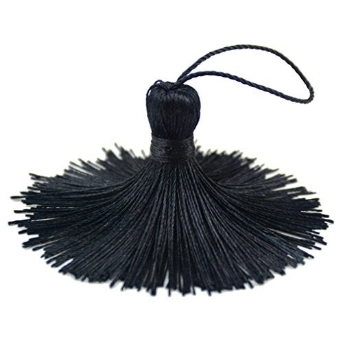 Makhry 20pcs 4.3 Inch Handmade Silky Floss Mini Tiny Craft Tassels with 2-Inch Cord Loop and Small Chinese Knot for Earrings, Souvenir, Bookmarks, DIY Craft Accessory,Tags (Black) - Image 5