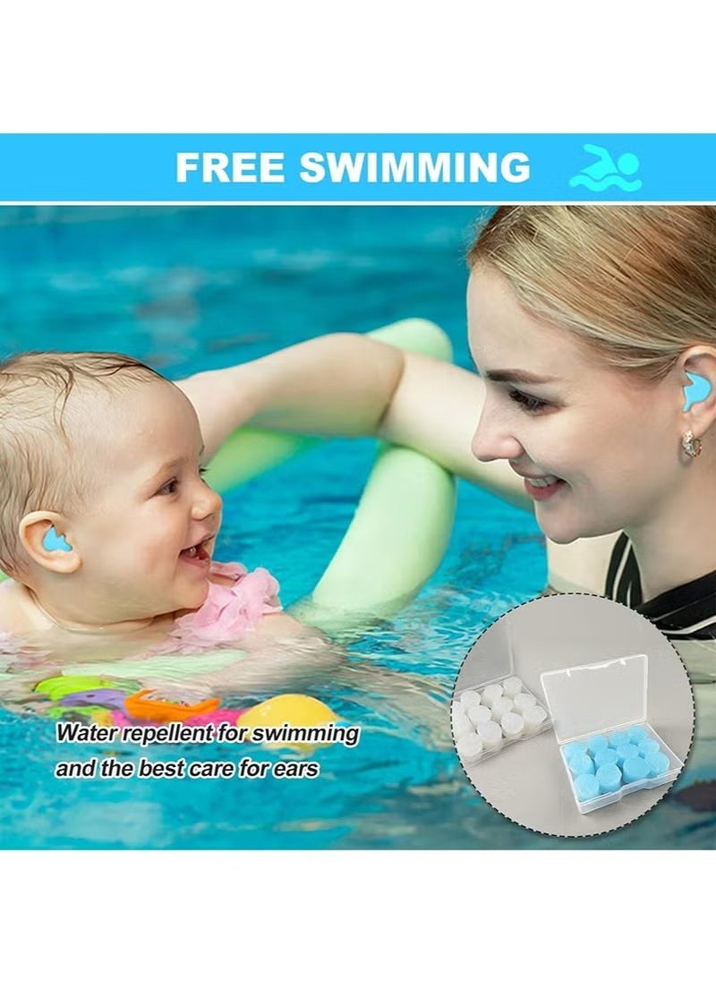 Generic - 12 Pairs Ear Plugs for Sleeping Swimming Moldable Soft Silicone Waterproof Earplug Reusable Travel Noise Cancelling Earplugs White Blue - Image 1