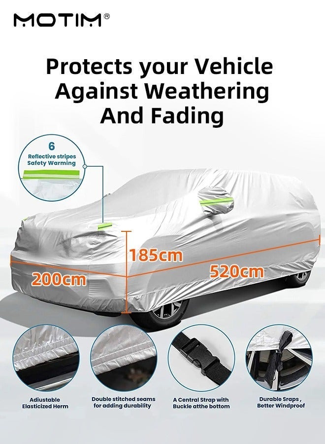 Motim Car Cover for SUV Automobiles (530*200*175CM), Waterproof All Weather Protection, Multi-Layers Thickened Full Cover with Zipper Door, Sun UV Protection Car Cover for Van SUV Jeep YXL - Image 3