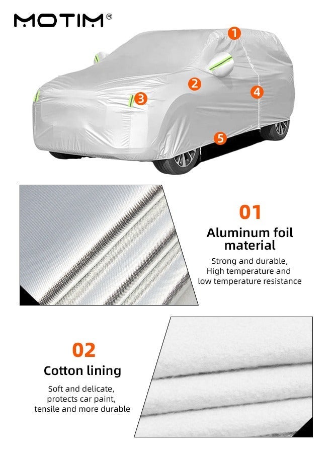 Motim Car Cover for SUV Automobiles (530*200*175CM), Waterproof All Weather Protection, Multi-Layers Thickened Full Cover with Zipper Door, Sun UV Protection Car Cover for Van SUV Jeep YXL - Image 5