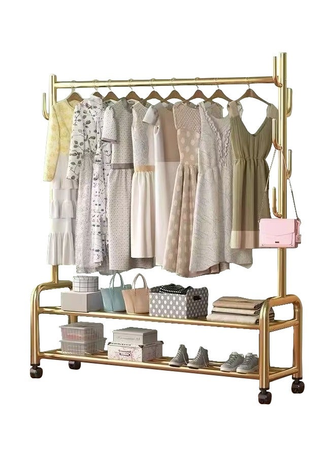 GUDOO Metal Clothes Hanger Organizer and Black Clothes Stand with Wheels 165x120x37cm - Image 1