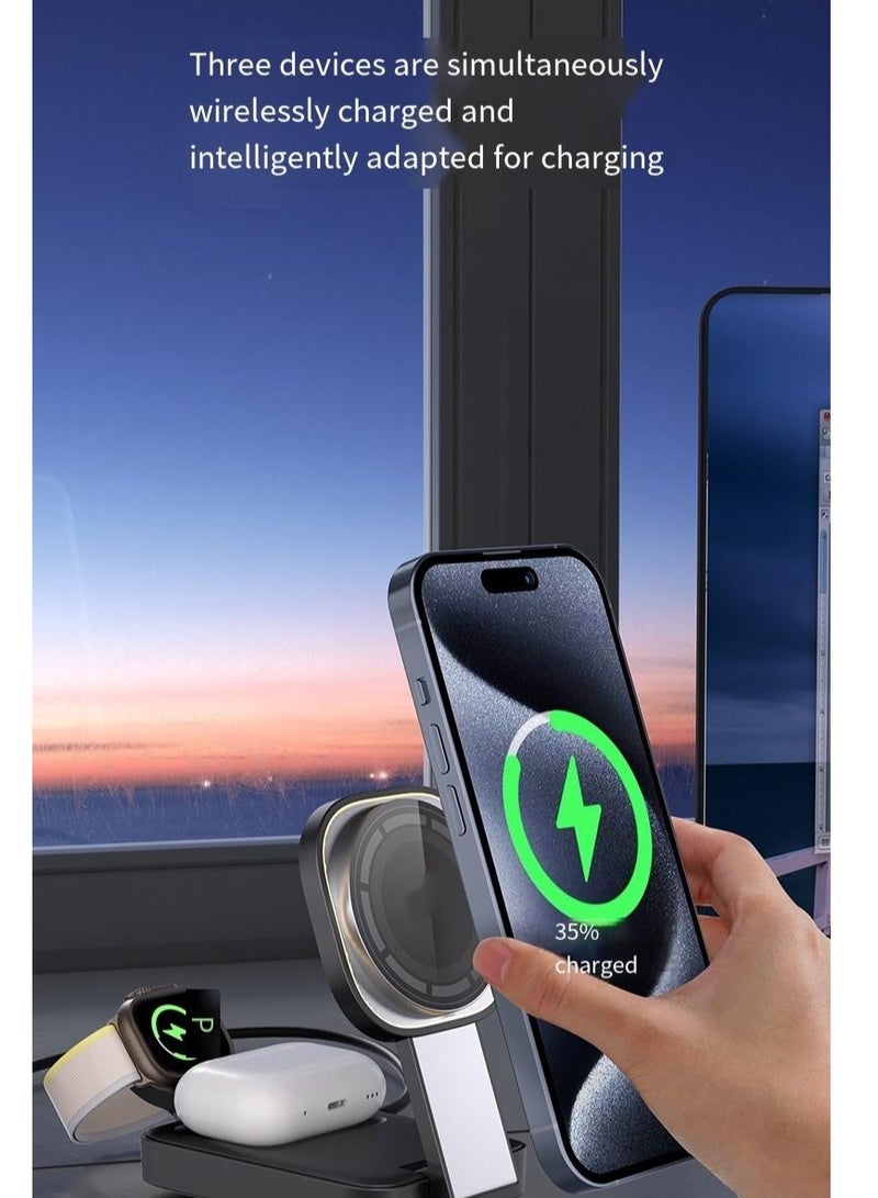 General Wireless Charging, 3 in 1 Wireless Charger,Wireless Magnetic Fast Charging Foldable Dock station Charger for iPhone 14/13/12/11/8/Pro/Max,for iWatch,forAirPods 3/2/Pro and for Samsung  - Image 5
