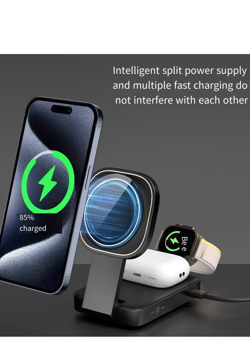 General Wireless Charging, 3 in 1 Wireless Charger,Wireless Magnetic Fast Charging Foldable Dock station Charger for iPhone 14/13/12/11/8/Pro/Max,for iWatch,forAirPods 3/2/Pro and for Samsung  - Image 3