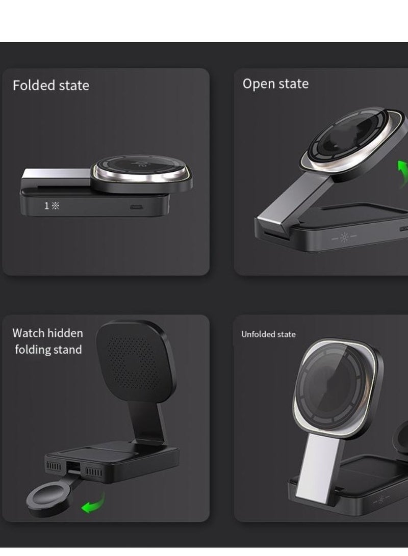 General Wireless Charging, 3 in 1 Wireless Charger,Wireless Magnetic Fast Charging Foldable Dock station Charger for iPhone 14/13/12/11/8/Pro/Max,for iWatch,forAirPods 3/2/Pro and for Samsung  - Image 2