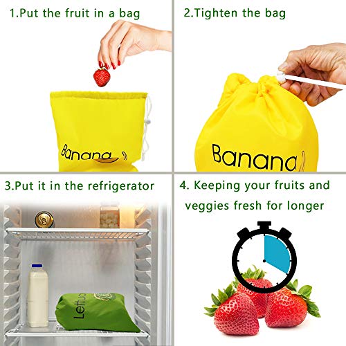 Ed Hardy DE Reusable Produce Bags ，Includes Banana Bag and Lettuce Bag，Keep it Longer Up To 2 Weeks Stop Food Waste - Image 4