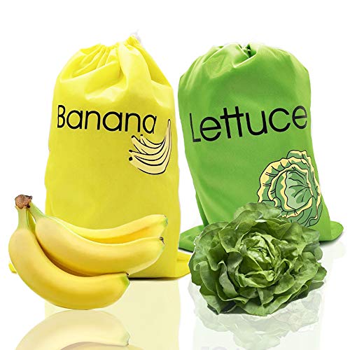 Ed Hardy DE Reusable Produce Bags ，Includes Banana Bag and Lettuce Bag，Keep it Longer Up To 2 Weeks Stop Food Waste - Image 1