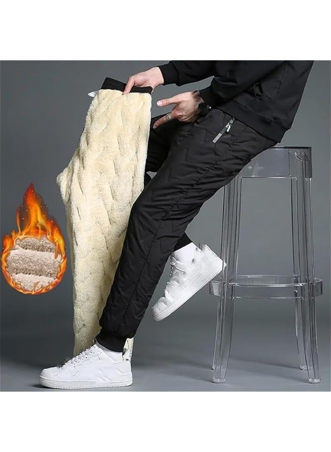 Uni Lambswool Fleece-Lined Joggers, Winter Fleece Pants Sherpa Lined Sweatpants Active Warm Thick Jogger Pants - Image 1