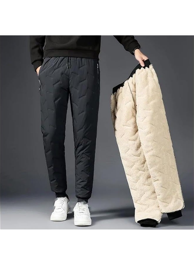 Uni Lambswool Fleece-Lined Joggers, Winter Fleece Pants Sherpa Lined Sweatpants Active Warm Thick Jogger Pants - Image 2