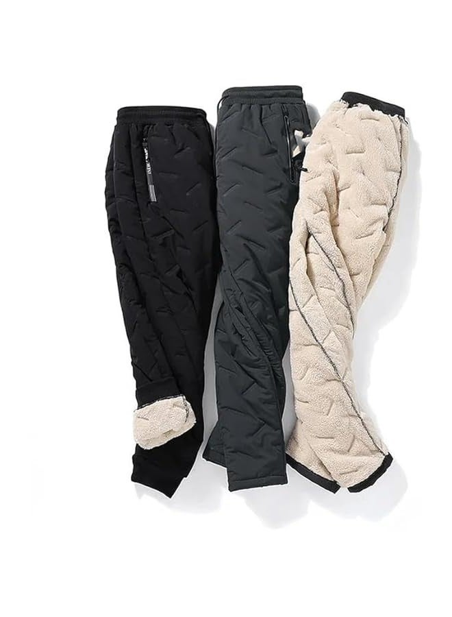 Uni Lambswool Fleece-Lined Joggers, Winter Fleece Pants Sherpa Lined Sweatpants Active Warm Thick Jogger Pants - Image 4